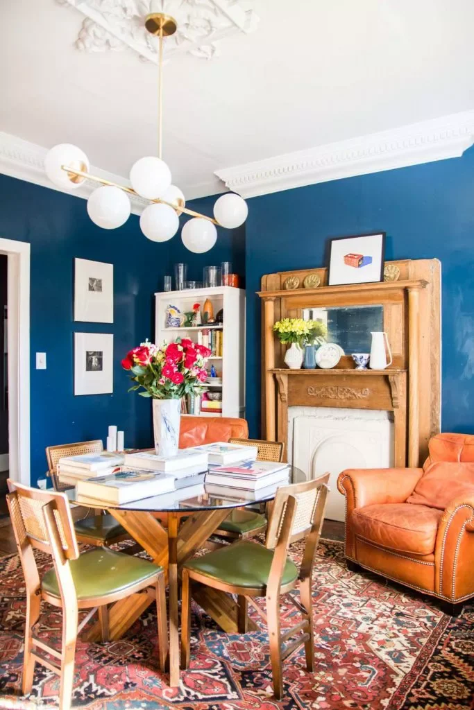 40 Stunning Blue Dining Room Ideas That Will Transform Your Space 8 A Bit of Orange