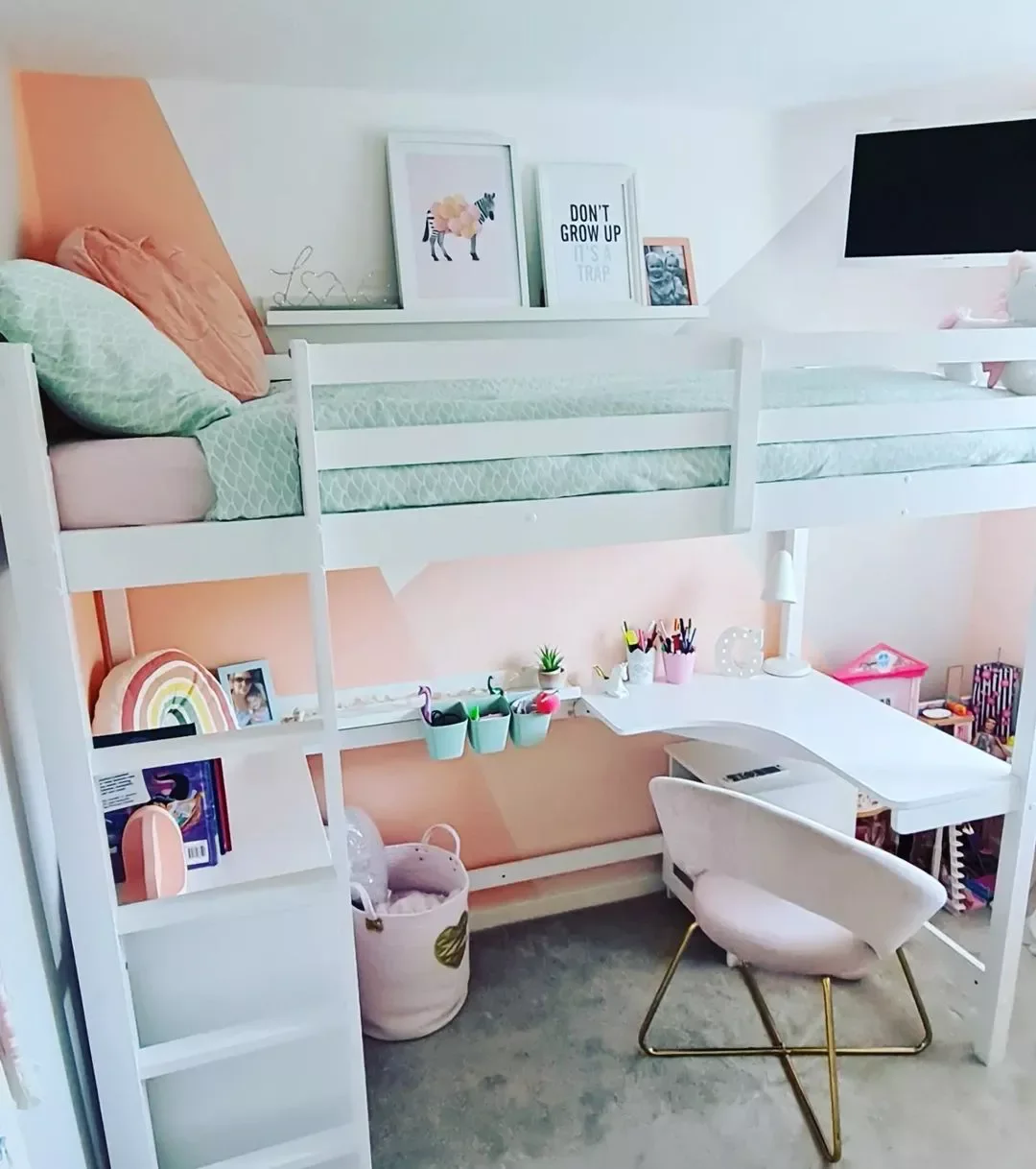 25 Creative Loft Bed Ideas That Transform Your Child's Bedroom 9 A Geo Accent Wall