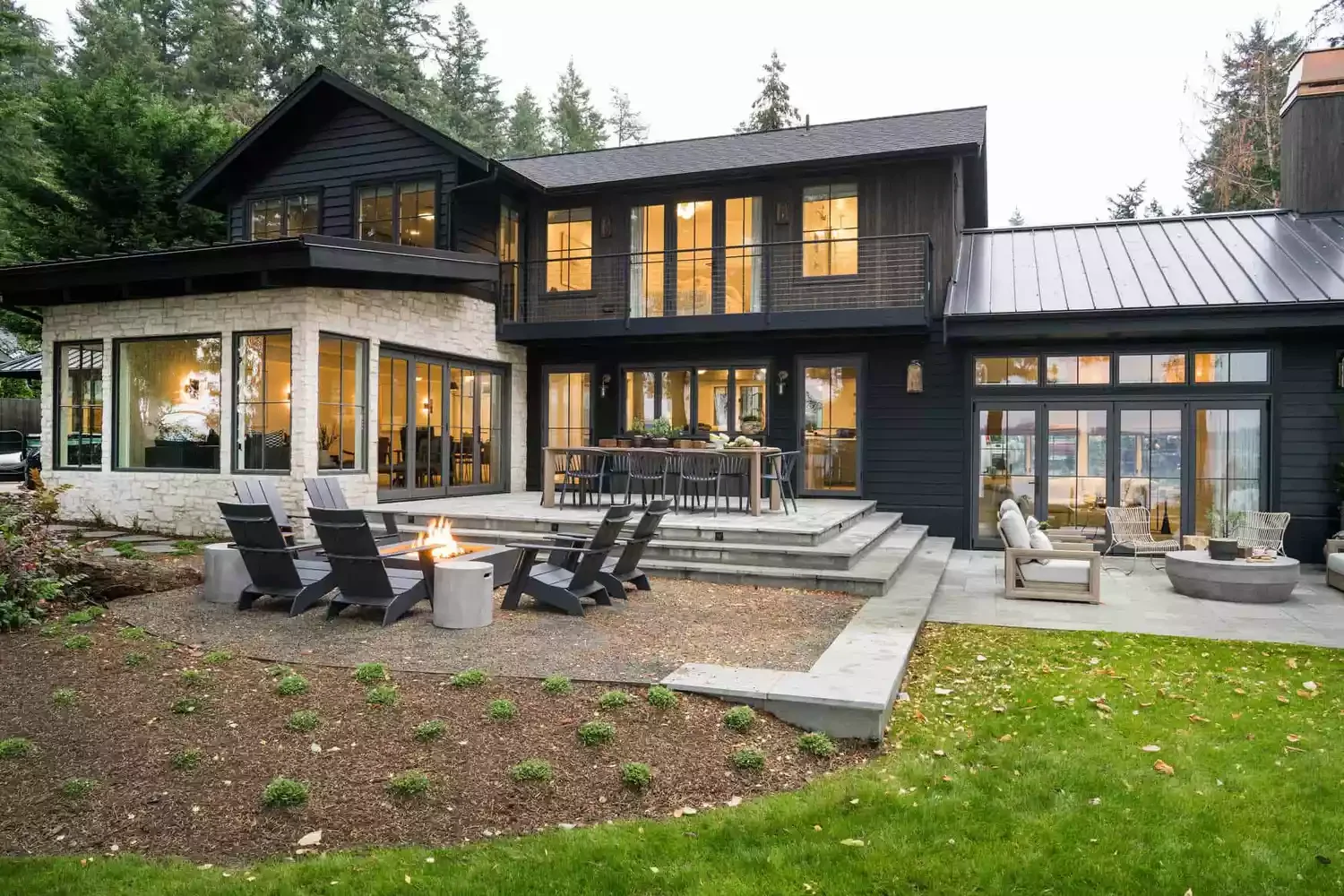 A Lower-Level Backyard Fire Pit Seating Area