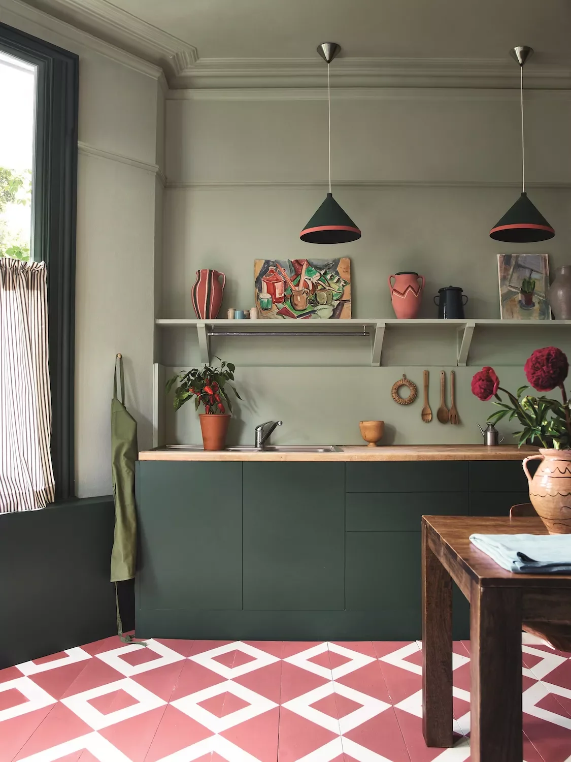 39 Green Kitchen Design Ideas That Never Go Out of Style Accent With Terra-cotta