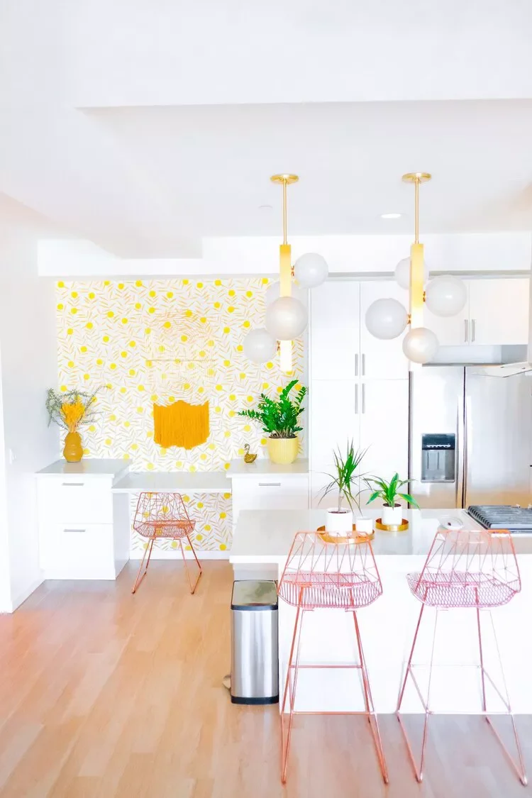 37 Stunning Kitchen Wallpaper Ideas That Will Transform Your Space Accent With Yellow