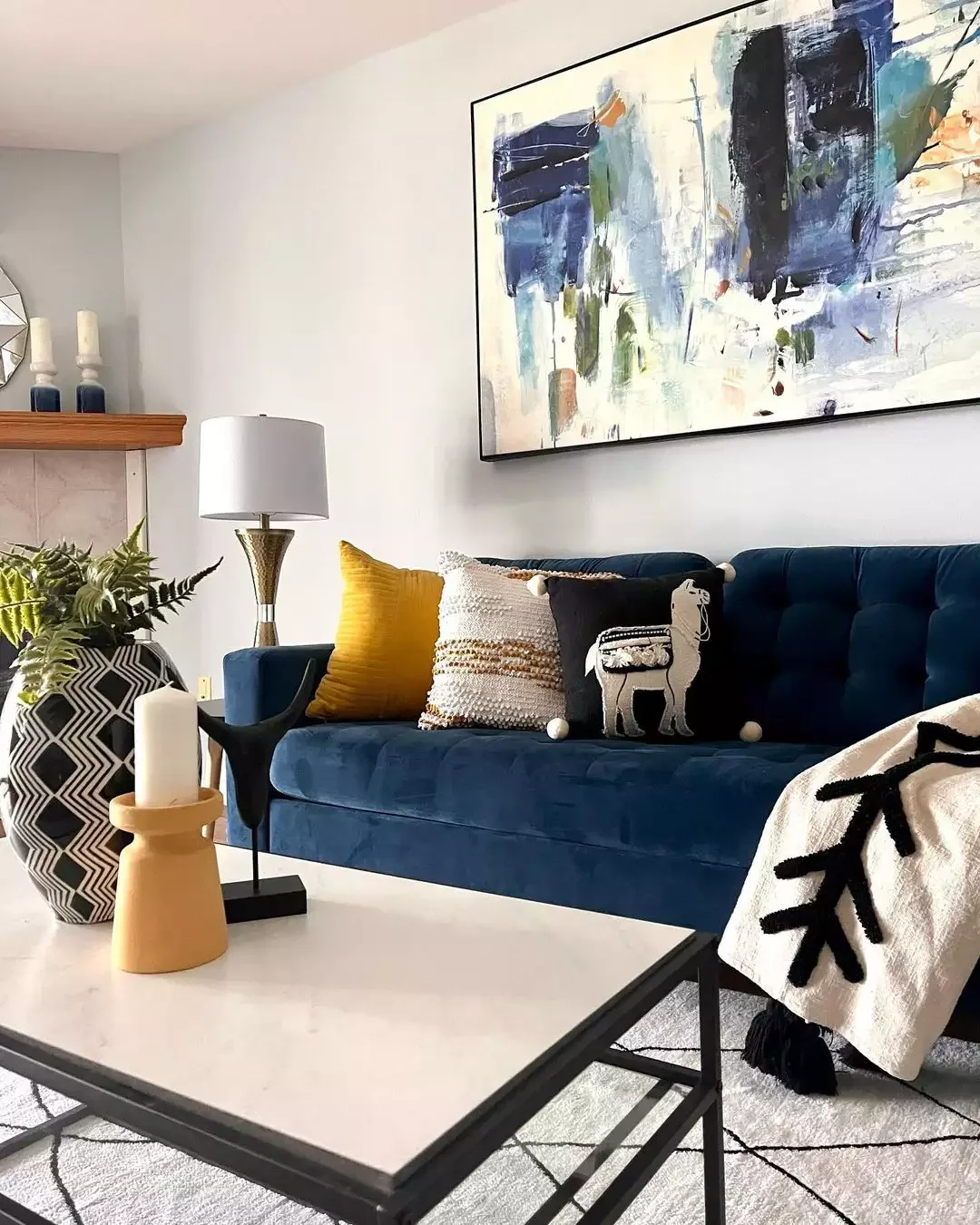 30 Stunning Blue Sofa Living Room Ideas That Will Transform Your Space 12 Accent With Yellow