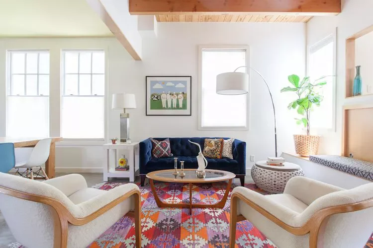 25 Stunning White Living Room Ideas That Transform Your Space 12 Accent With a Bold Rug