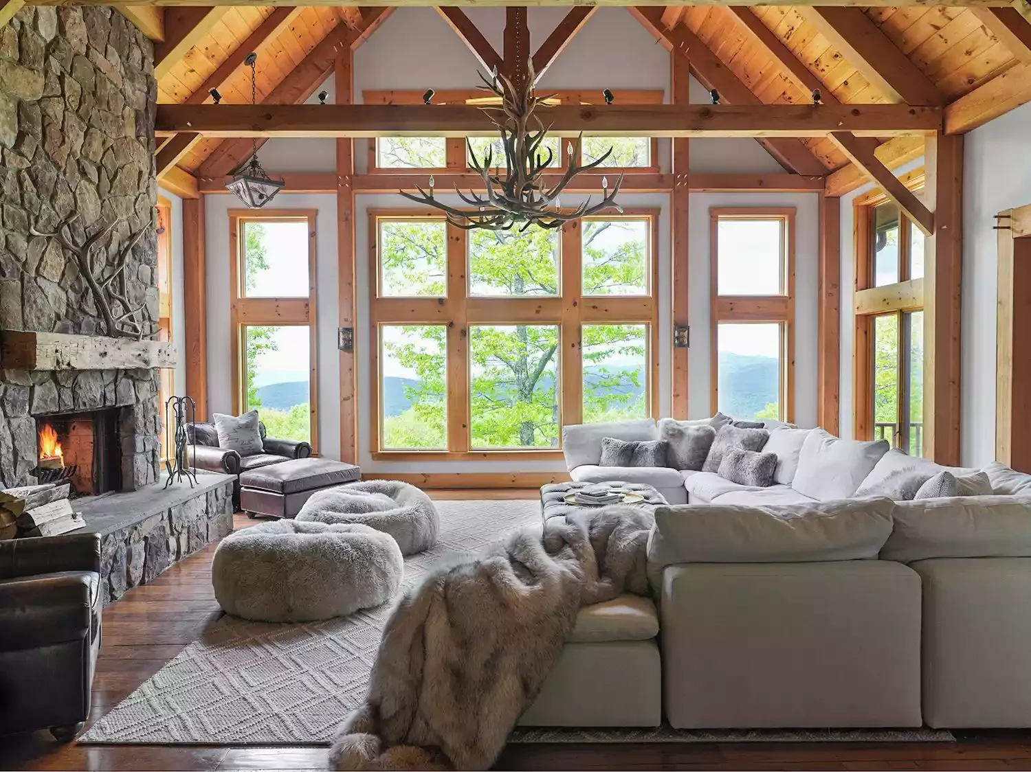 45 Modern Rustic Living Room Ideas That Will Transform Your Space 16 Accent with Faux Fur
