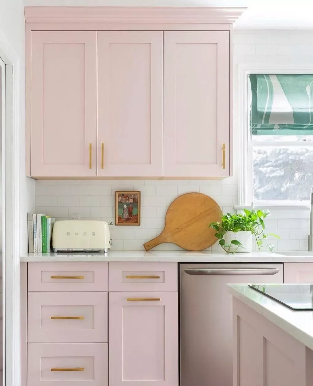 30 Stunning Pink Kitchen Designs That Show Why Pink Is the Ultimate Neutral 22 Accent with Gold Hardware