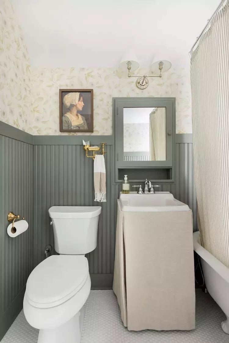 30 Rustic Bathroom Ideas That'll Give You Serious Country Cottage Vibes 6 Accessorize Your Sink with a Skirt