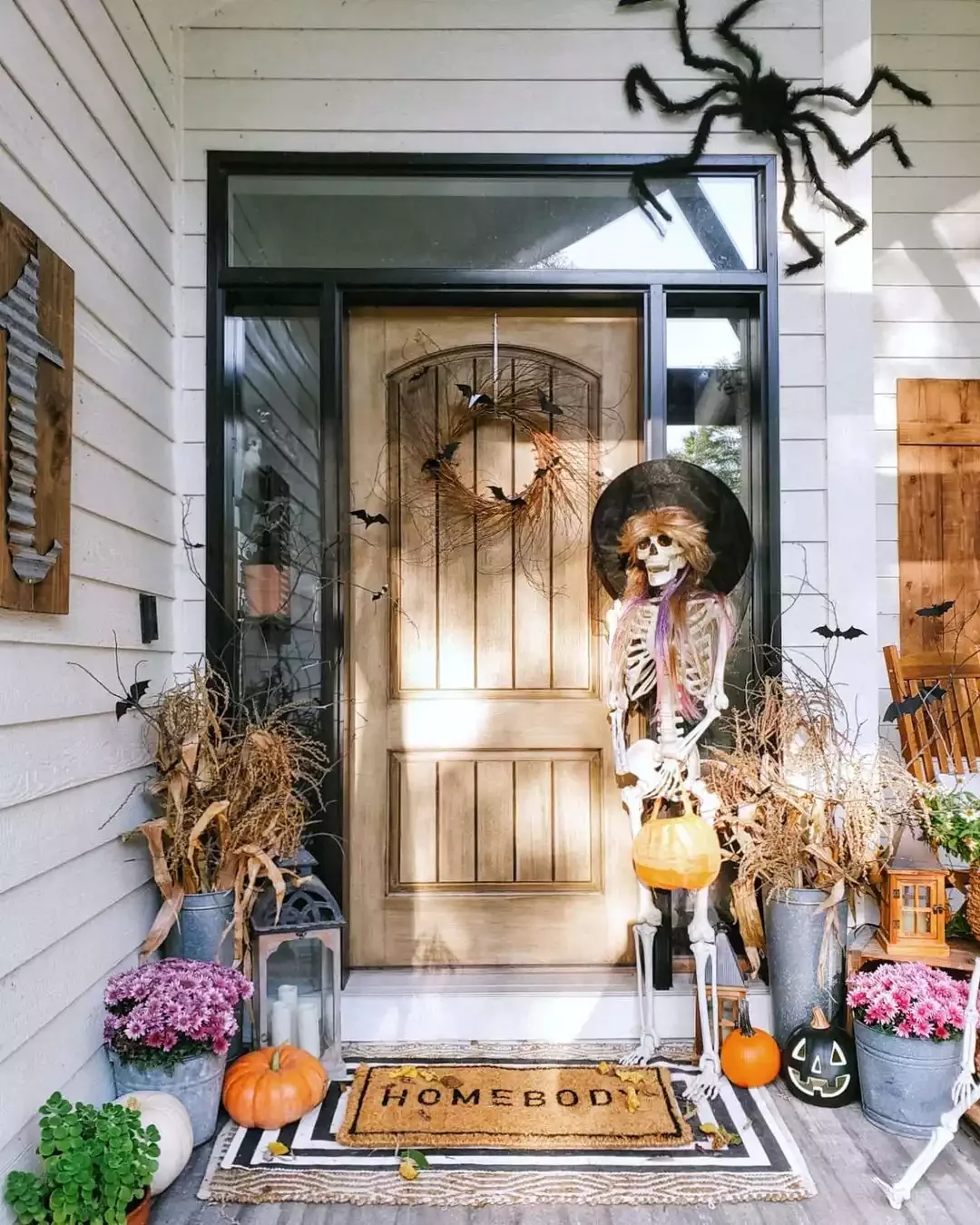 33 Spooktacular Halloween Front Porch Ideas That'll Make Your Home the Neighborhood's Must-See Destination 21 Accessorize Your Skeleton