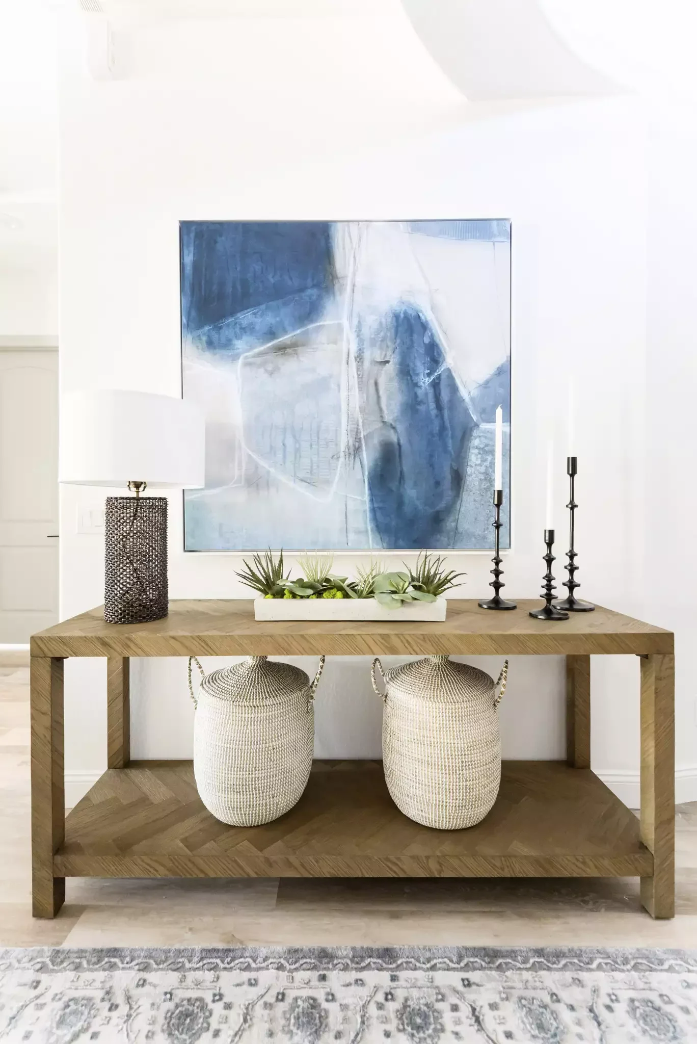 38 Charming Coastal Farmhouse Decorating Ideas to Transform Your Home 34 Accessorize a Console Table