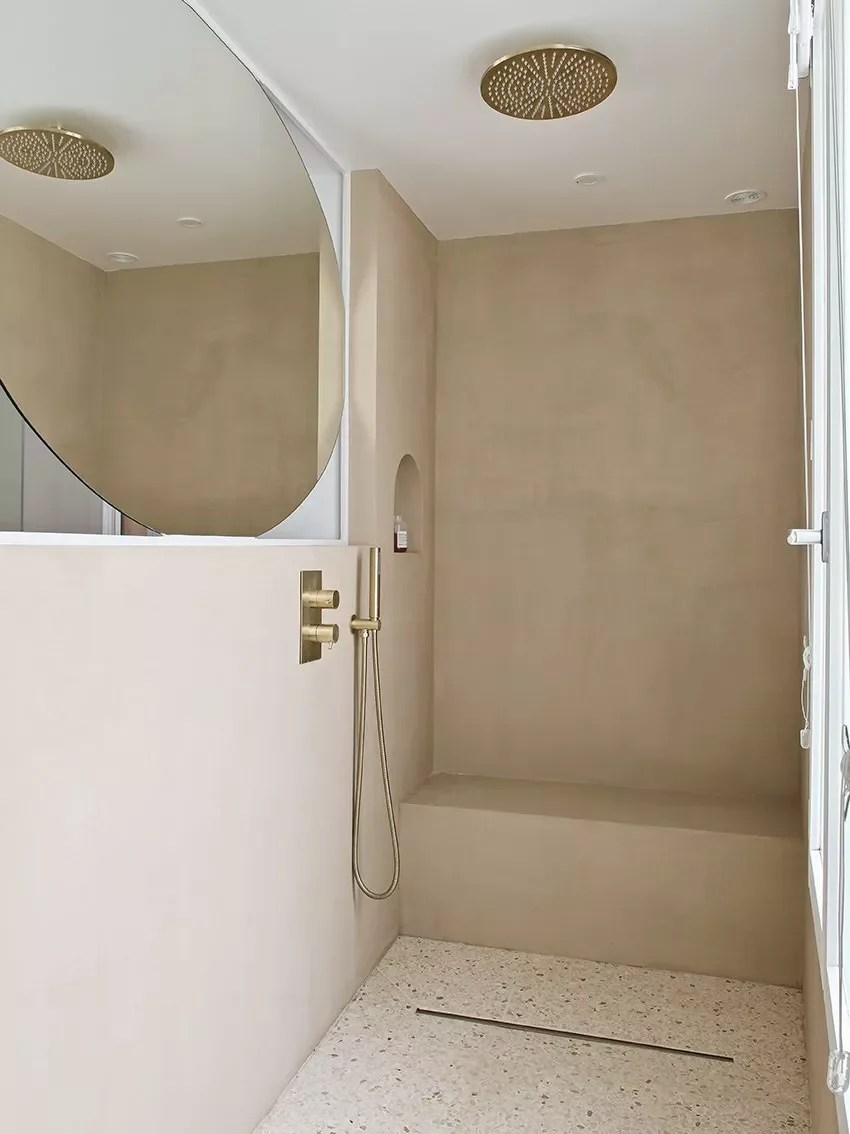 22 Clever Ways to Make Your Narrow Bathroom Feel Spacious and Stylish 5 Add Bench Seating