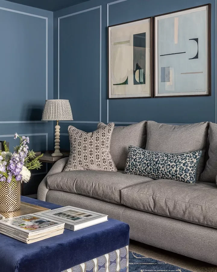 23 Stunning Blue and Gray Living Room Design Ideas You'll Love 21 Add Character With Picture Frame Molding