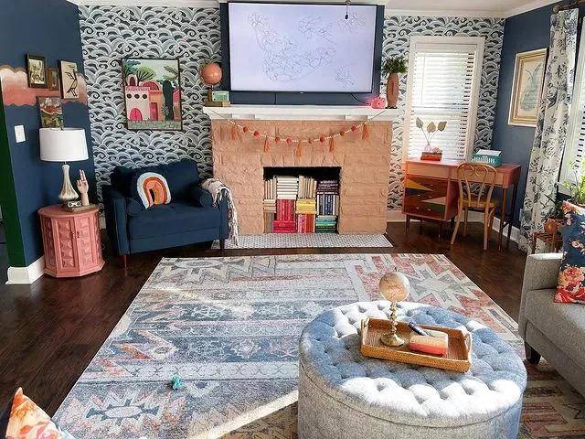 36 Stunning Painted Fireplace Ideas to Transform Your Living Space 26 Add Color Inside the Fireplace