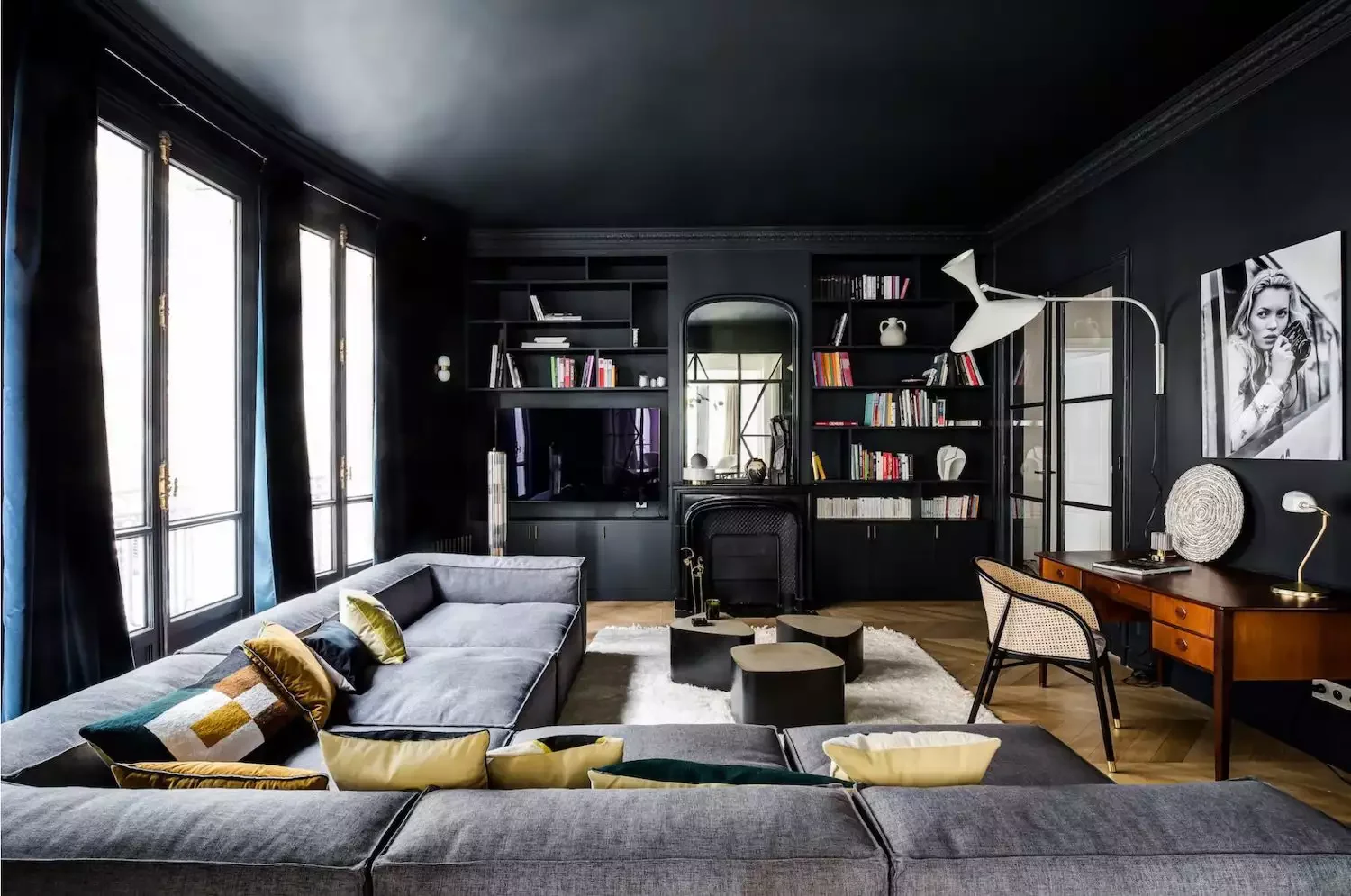 21 Brilliant Ways to Seamlessly Integrate a Workspace into Your Living Room 12 Add Contrast