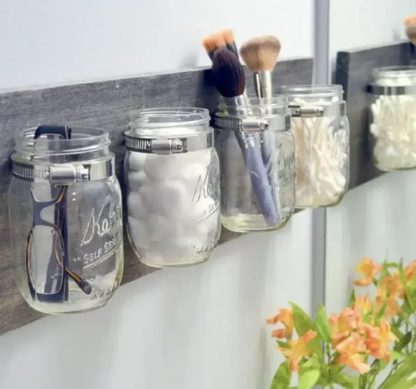 43 Smart Bathroom Storage Solutions That Maximize Every Inch Add DIY Mason Jar Storage