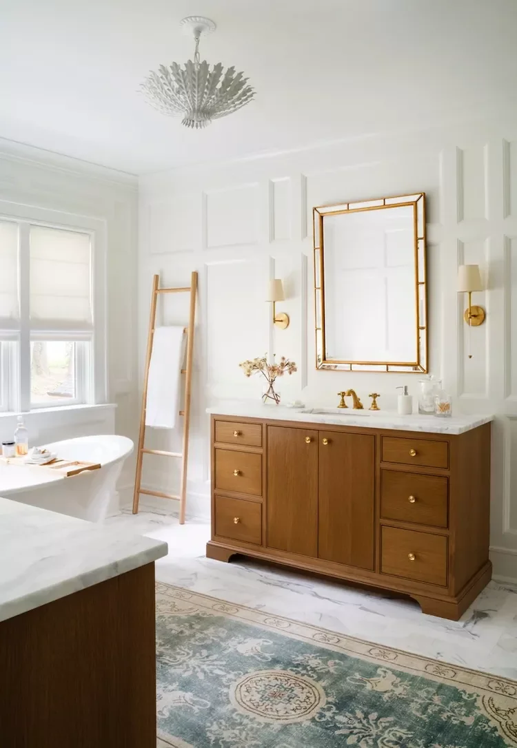 22 Simple White Bathroom Ideas That Make a Big Impact Add Depth With Wall Panels