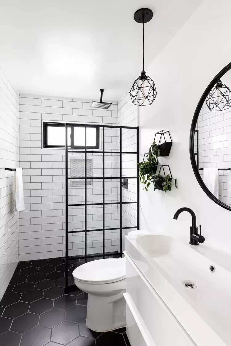 65 Clever Small Bathroom Ideas That Will Transform Your Tiny Space 10 Add Geometric Decor Accents