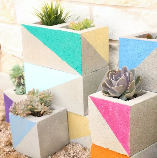 15 Budget-Friendly Cinder Block Garden Projects to Transform Your Outdoor Space 4 Add Geometric Shapes to Planters