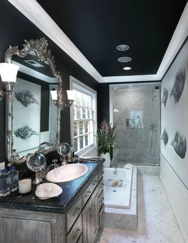 31 Stunning Black Bathroom Ideas That Create the Ultimate Stylish Retreat 9 Add Gothic Touches