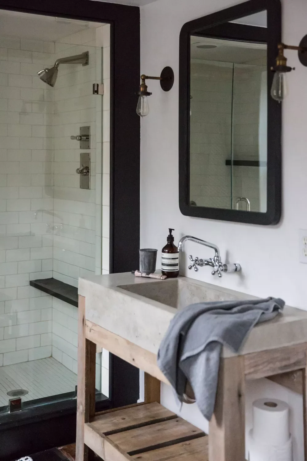 32 Stunning Modern Farmhouse Bathroom Ideas for Timeless Style 10 Add Industrial Elements