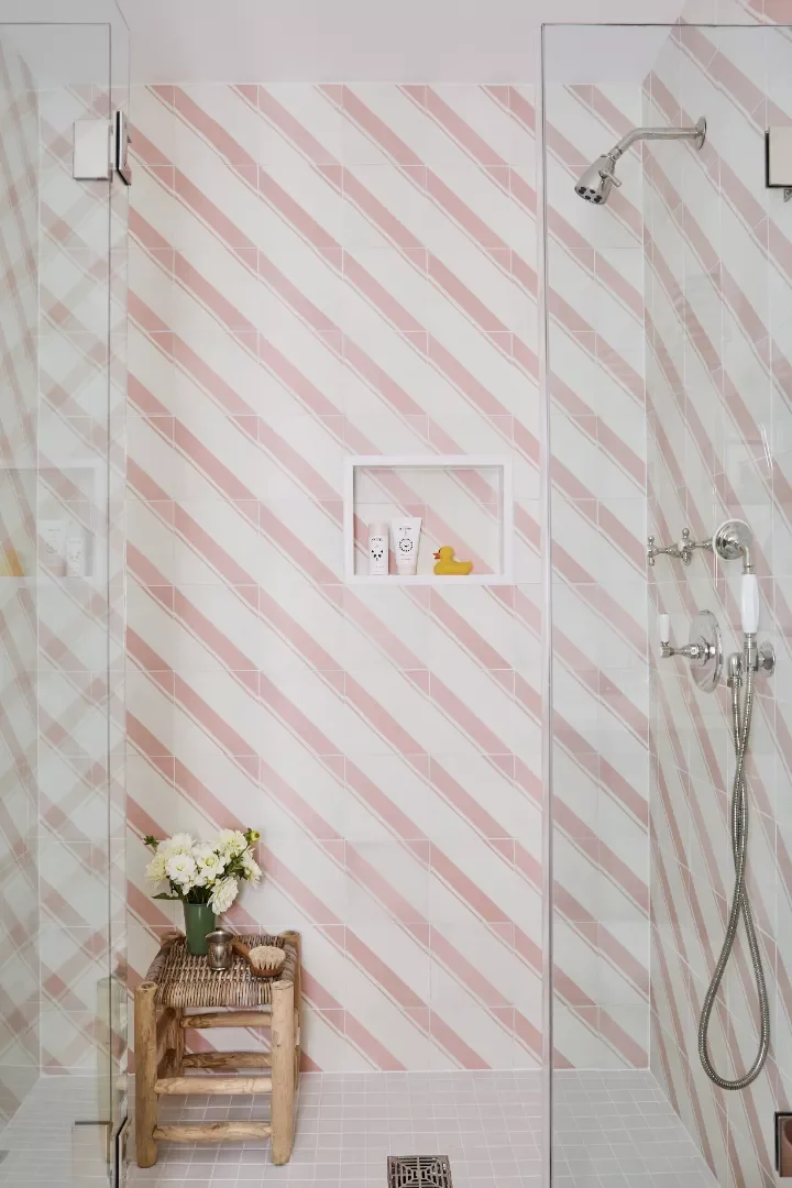 28 Timeless Preppy Home Decor Ideas That Transform Every Space 24 Add Pink to the Shower
