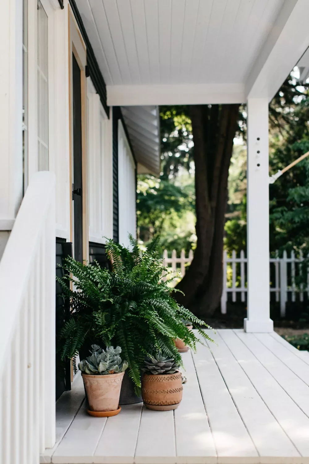 38 Charming Farmhouse Porch Ideas That Create the Perfect Welcome 6 Add Potted Plants