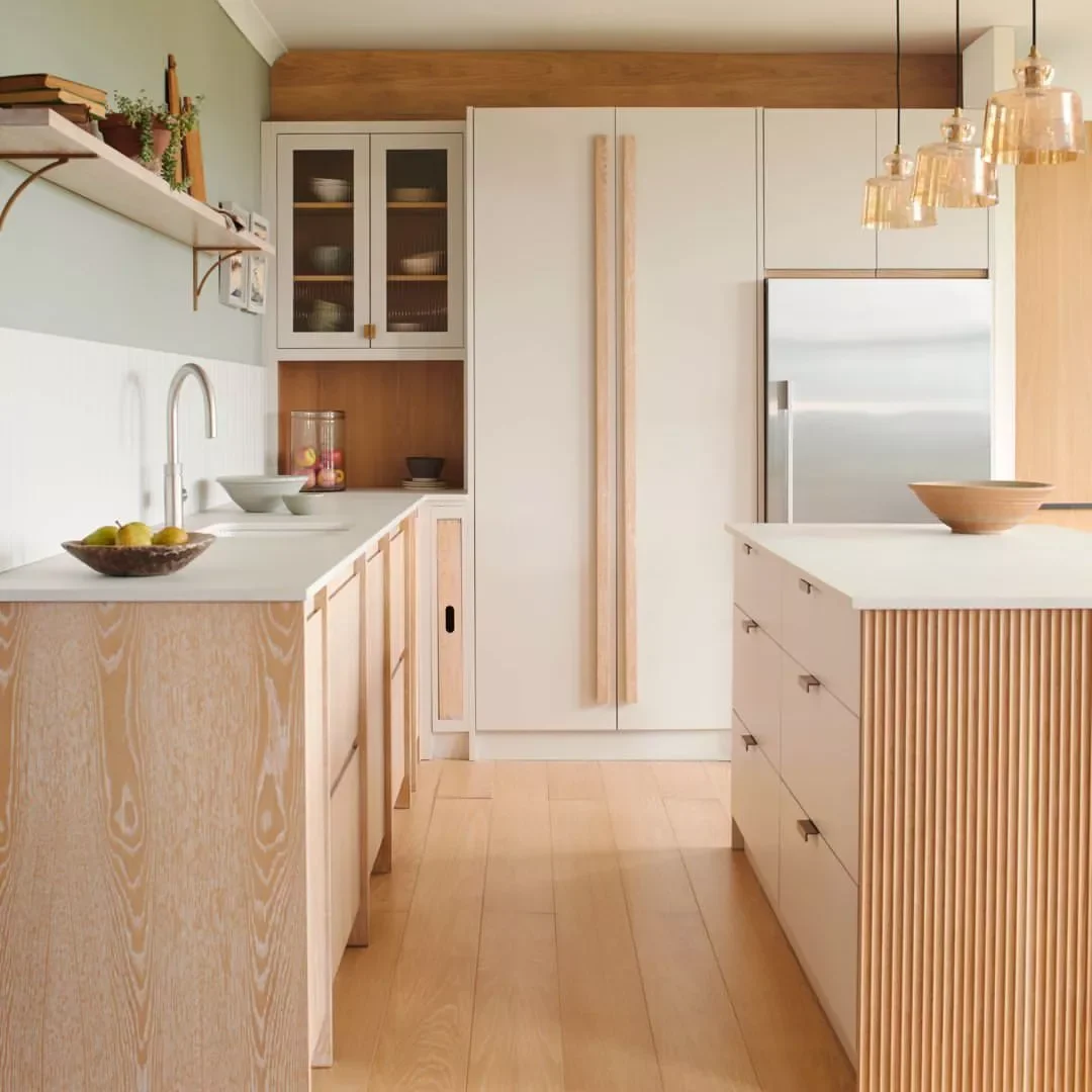 30 Stunning Pink Kitchen Designs That Show Why Pink Is the Ultimate Neutral 8 Add Reeded Glass Cabinetry