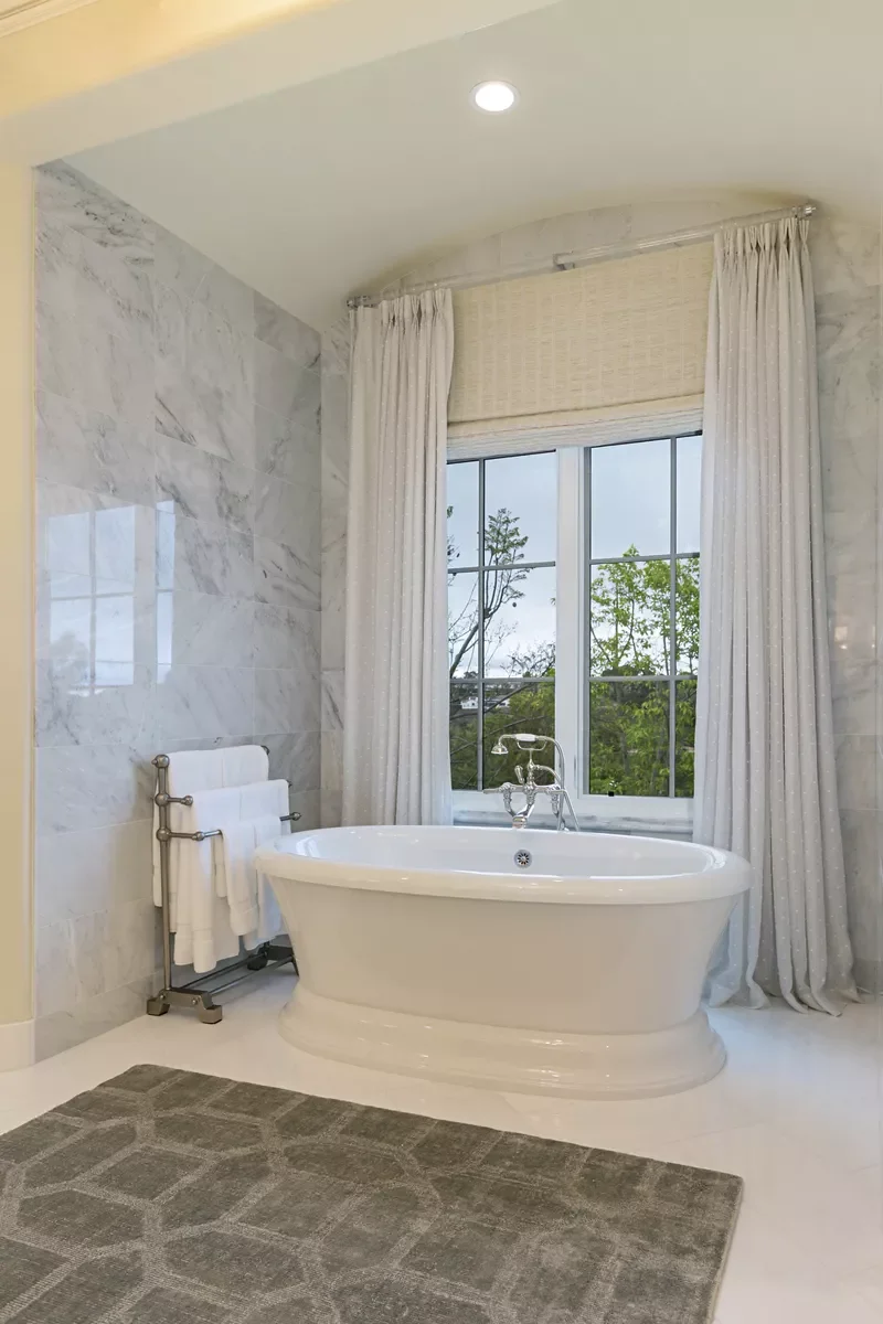 20 Stunning Bathroom Window Treatment Ideas That'll Transform Your Space 7 Add Roman Shades Beneath Your Curtains