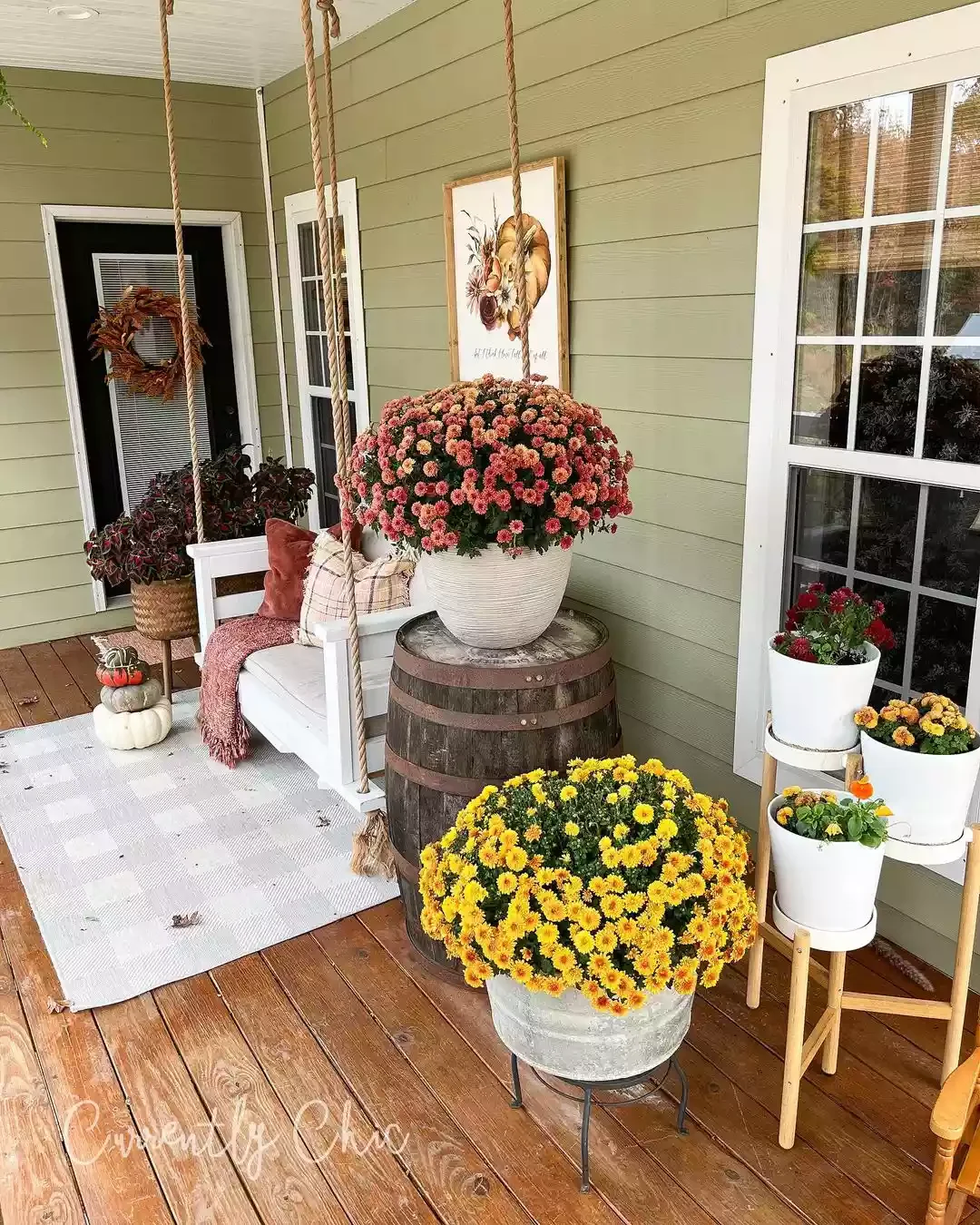 52 Autumn Front Porch Ideas That Will Transform Your Home's Entrance This Fall 23 Add Rustic Furniture