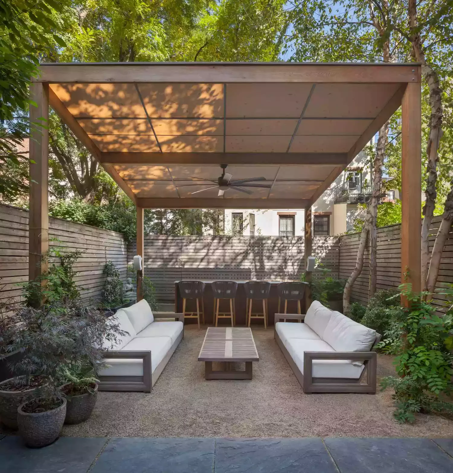 40 Stunning Outdoor Bar Ideas to Transform Your Backyard Entertainment Space 6 Add Shade and Privacy