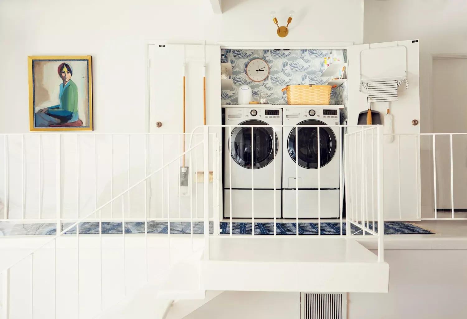 55 Small Laundry Room Ideas That Blend Style With Smart Functionality Add Shelving to a Hallway Laundry Closet