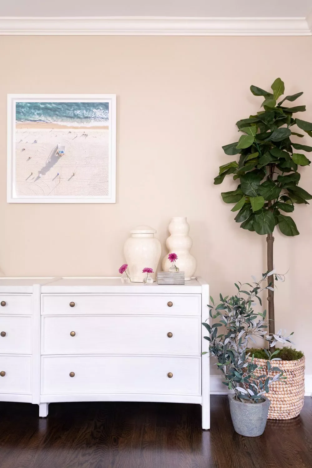 36 Beautiful Dresser Styling Ideas That Will Transform Your Bedroom 16 Add Some Tall Houseplants