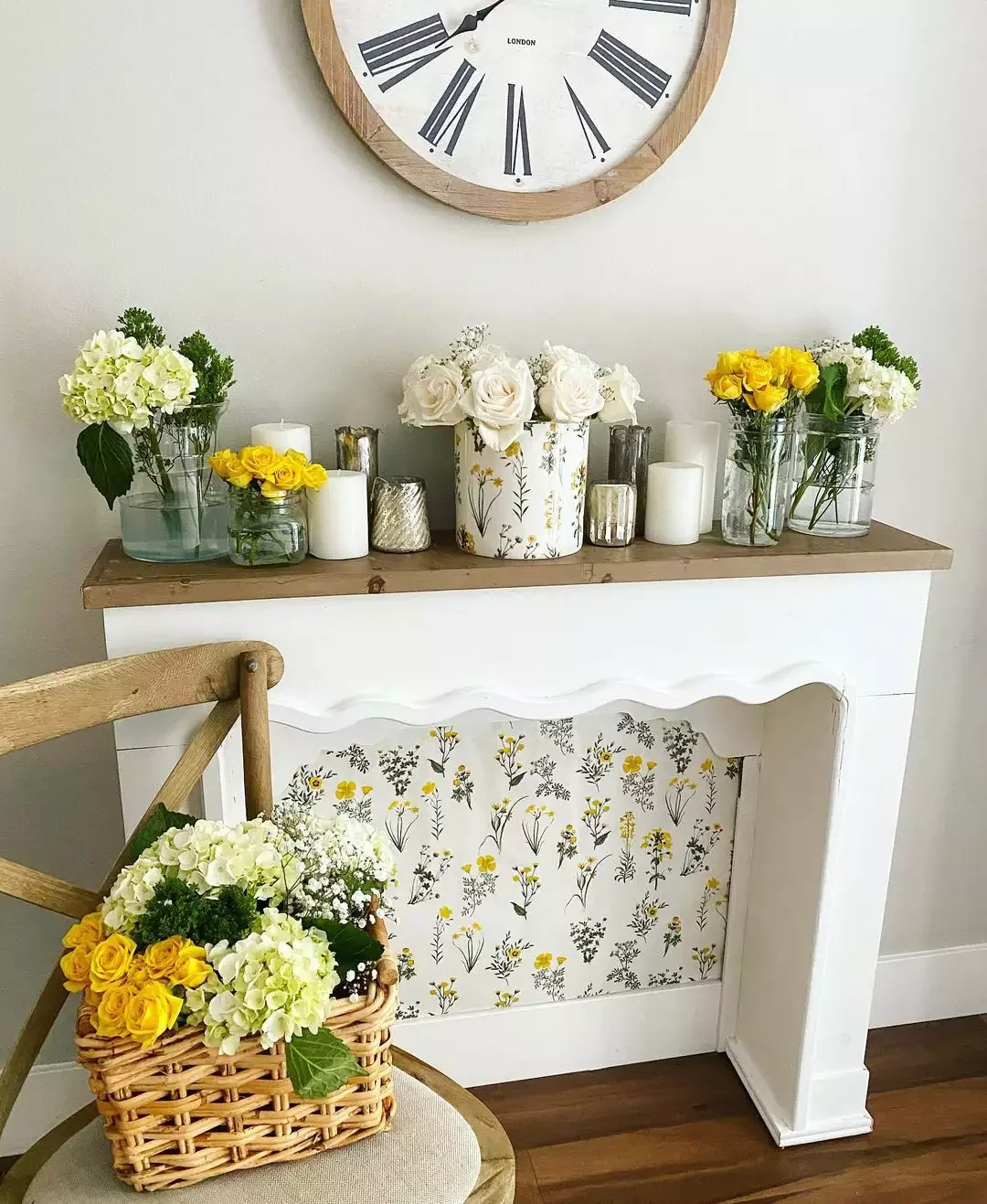 25 Creative Faux Fireplace Ideas to Transform Any Room 18 Add Some Wallpaper
