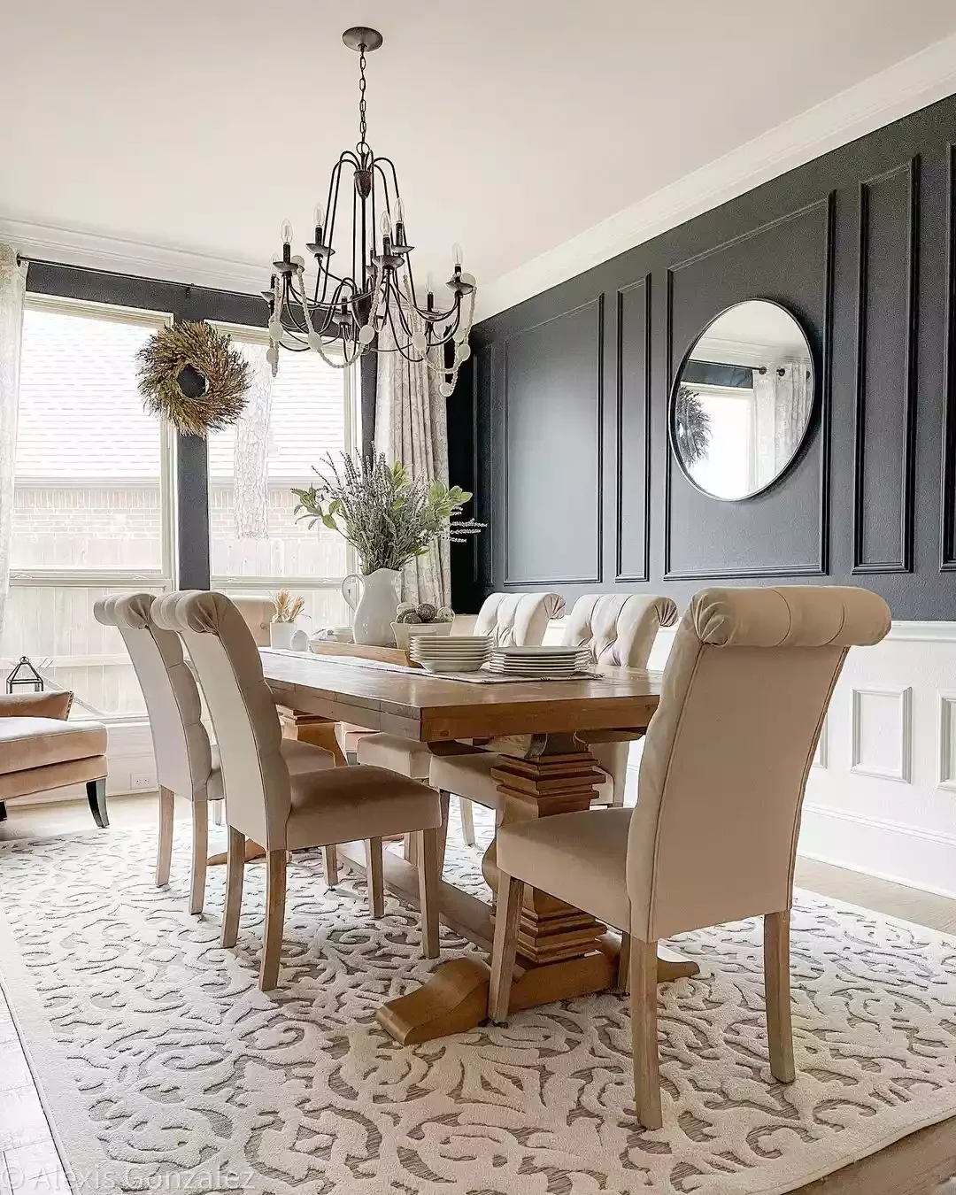 40 Stunning Black Dining Room Ideas to Transform Your Space 17 Add Texture With Picture Molding