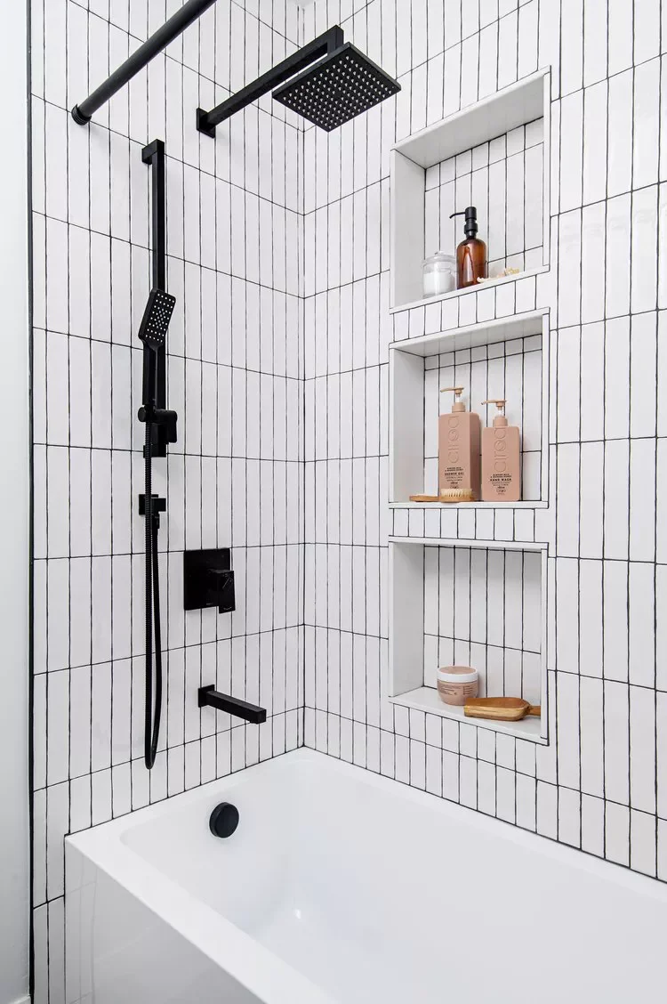 26 Beautiful Bathtub Tile Ideas That'll Transform Your Shower-Tub Into a Designer Masterpiece 18 Add Triple Niches