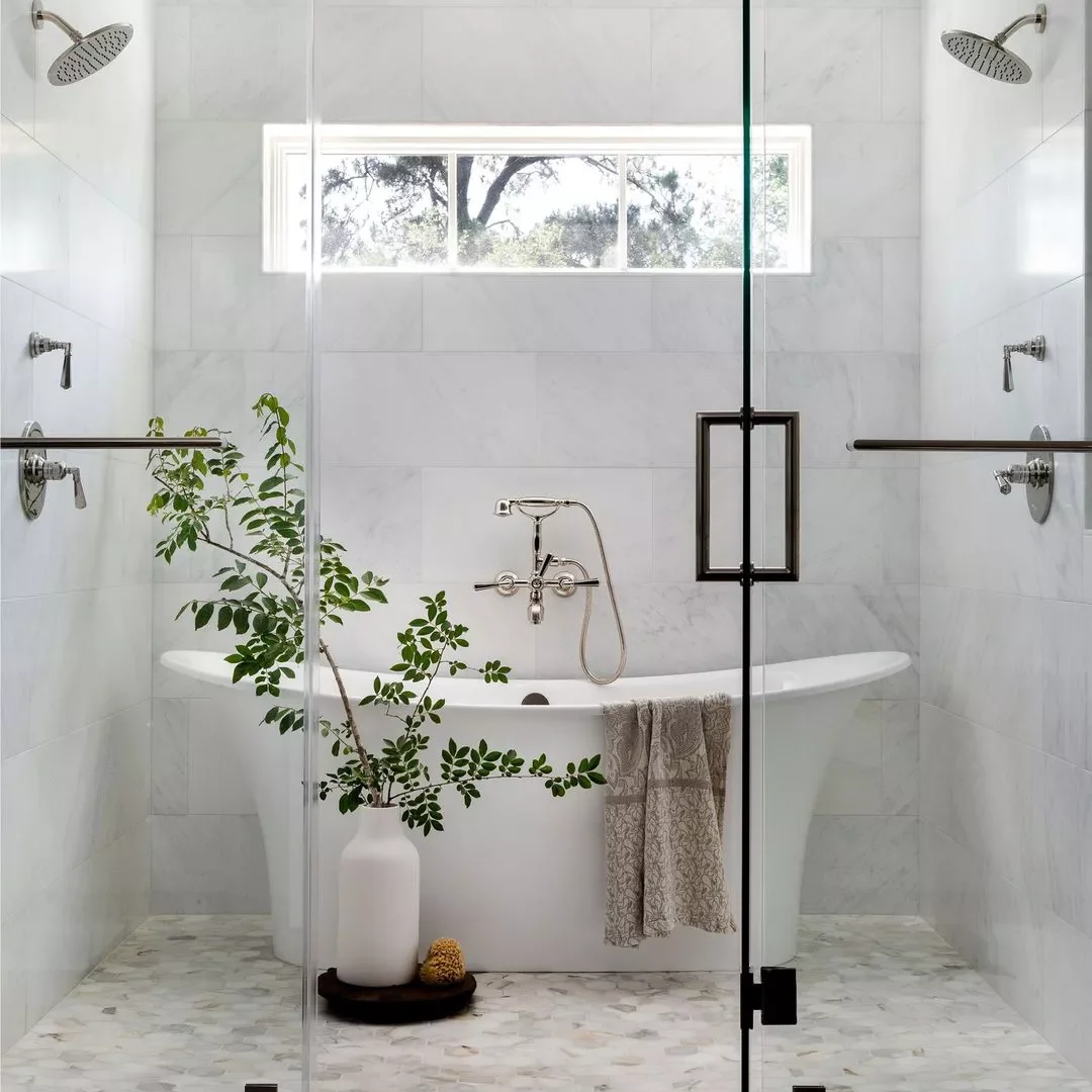 20 Creative Ways to Combine Your Bathtub and Shower in One Space 2 Add Two Shower Heads