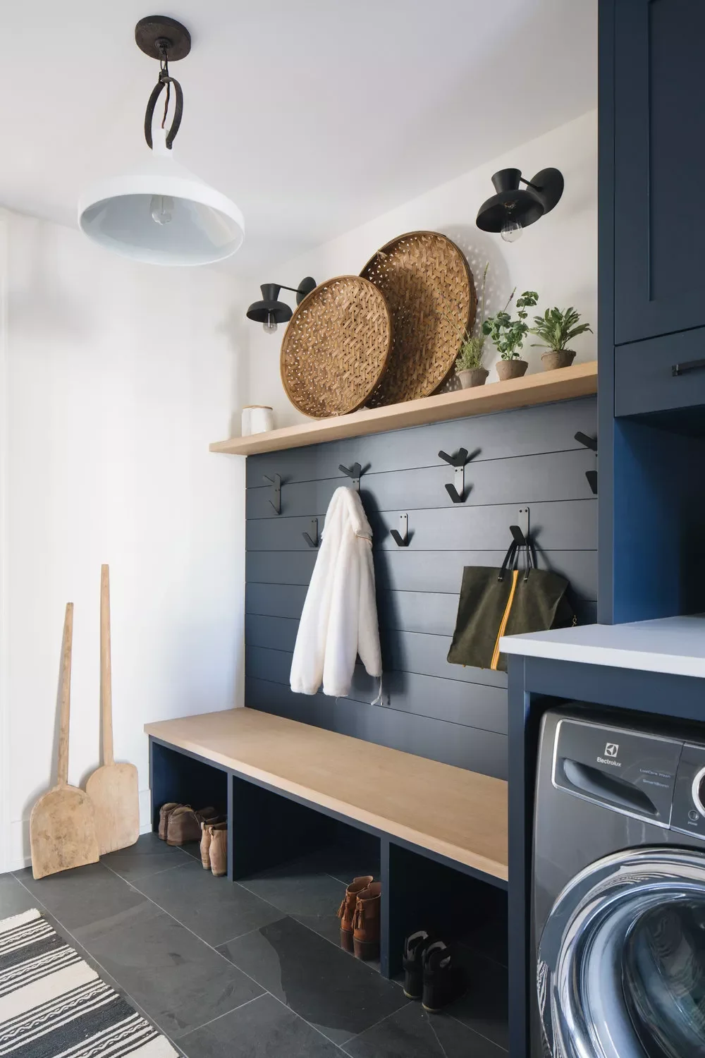 35 Stylish Mudroom and Laundry Room Combination Ideas That Maximize Space Add Under-Bench Storage