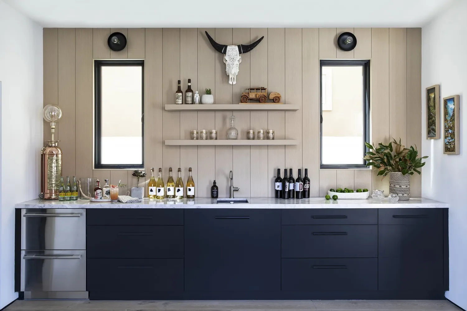 33 Creative Basement Kitchenette Ideas to Transform Your Lower Level 24 Add Wood Paneling