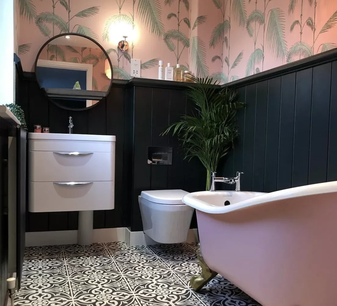 40 Stunning Pink Bathroom Ideas That Balance Playfulness with Elegance 32 Add a Bit of Black