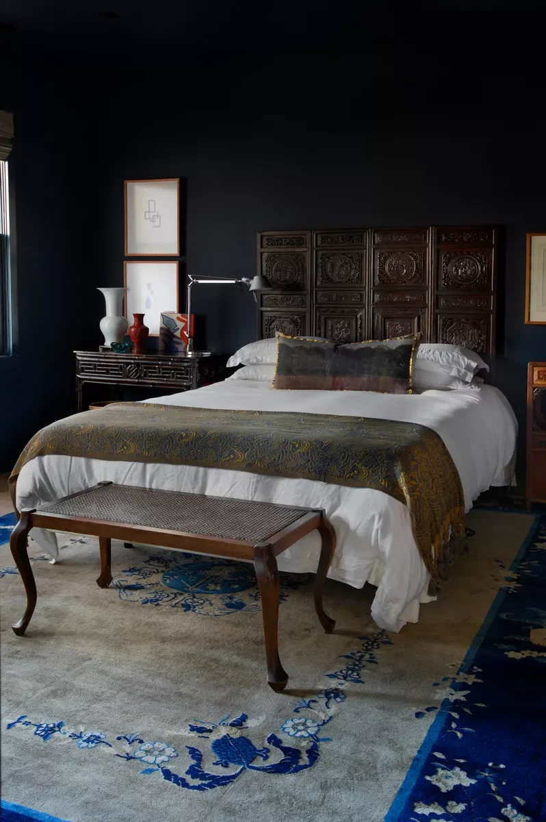 55 Stunning Blue Bedroom Ideas to Transform Your Space Into a Peaceful Haven 13 Add a Blue Statement Rug