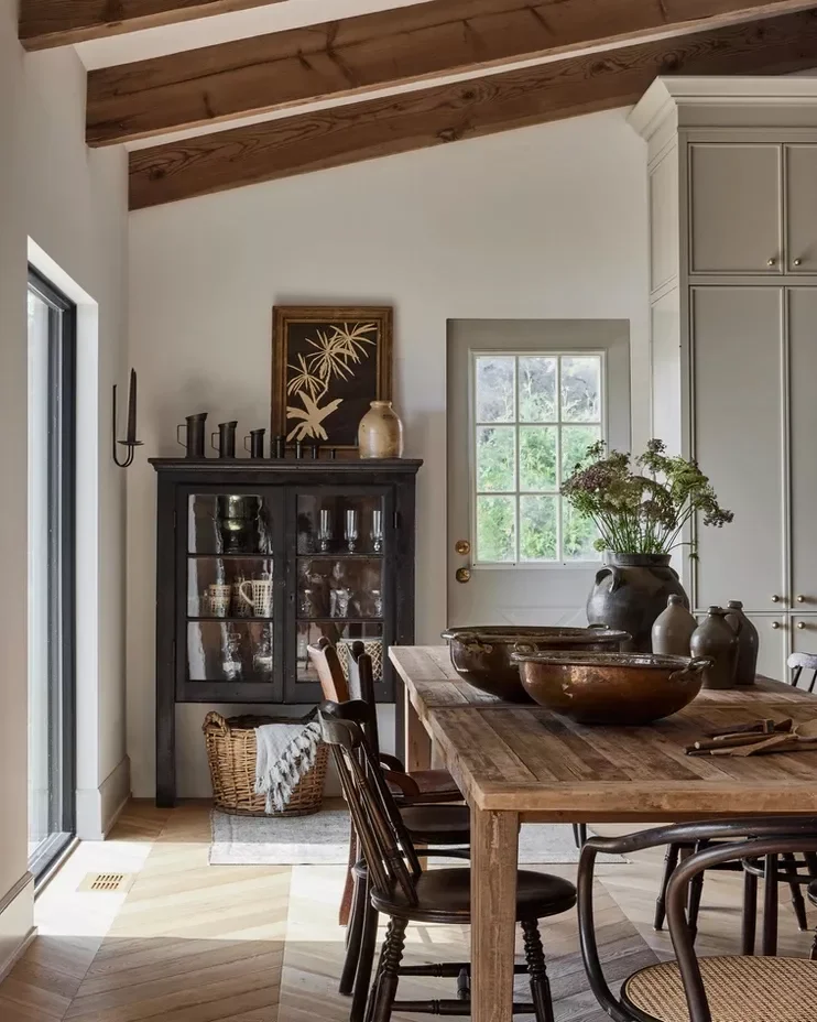 32 Modern Farmhouse Dining Room Ideas That Bring Rustic Warmth to Your Home Add a China Cabinet