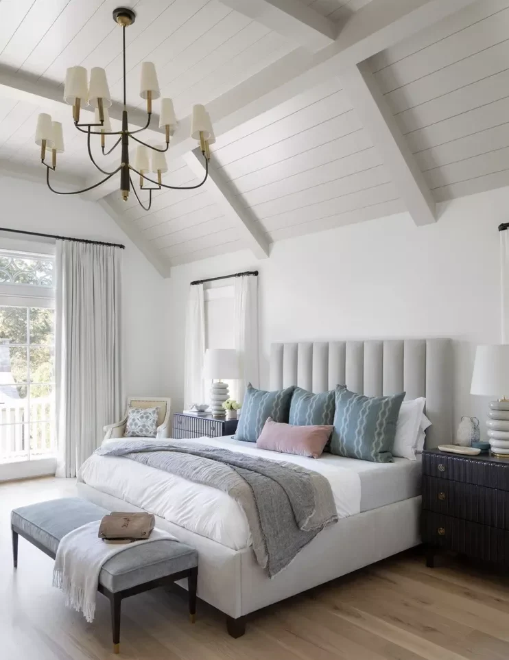30 Stunning Vaulted Ceiling Ideas to Transform Your Space 28 Add a Curvy Chandelier