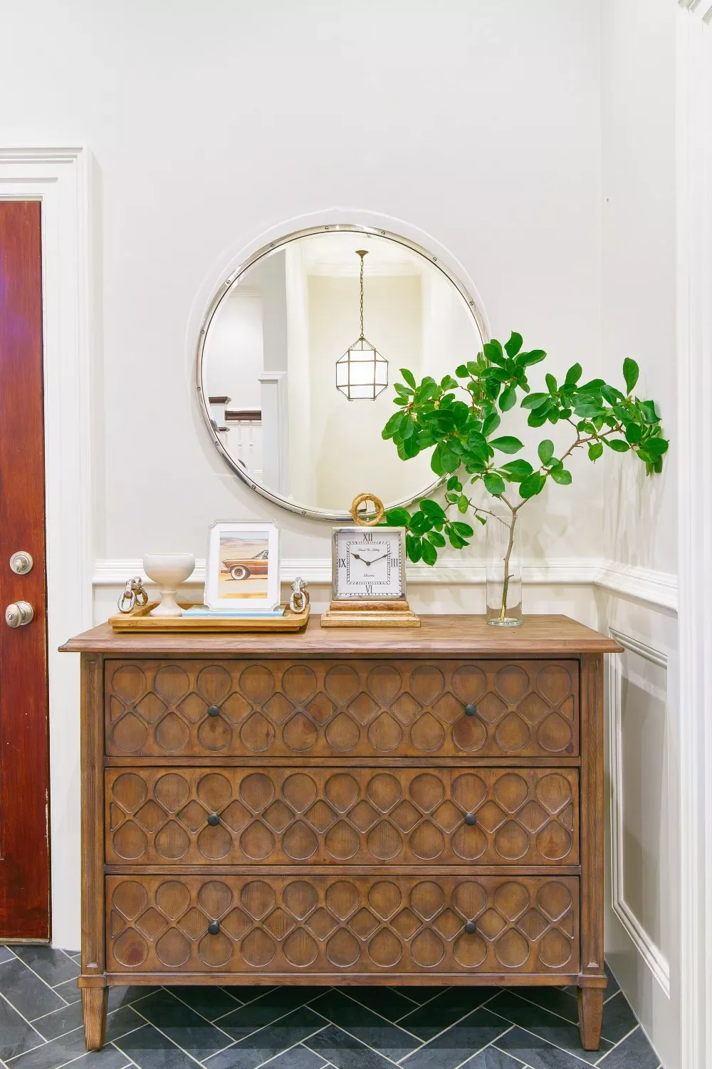 36 Beautiful Dresser Styling Ideas That Will Transform Your Bedroom 21 Add a Decorative Clock