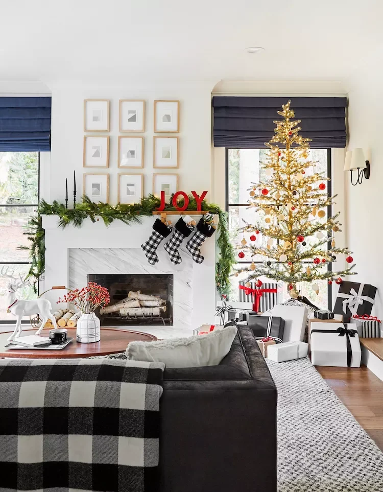 56 Magical Christmas Mantel Decorating Ideas to Transform Your Holiday Home 13 Add a Holiday Mantel Sign