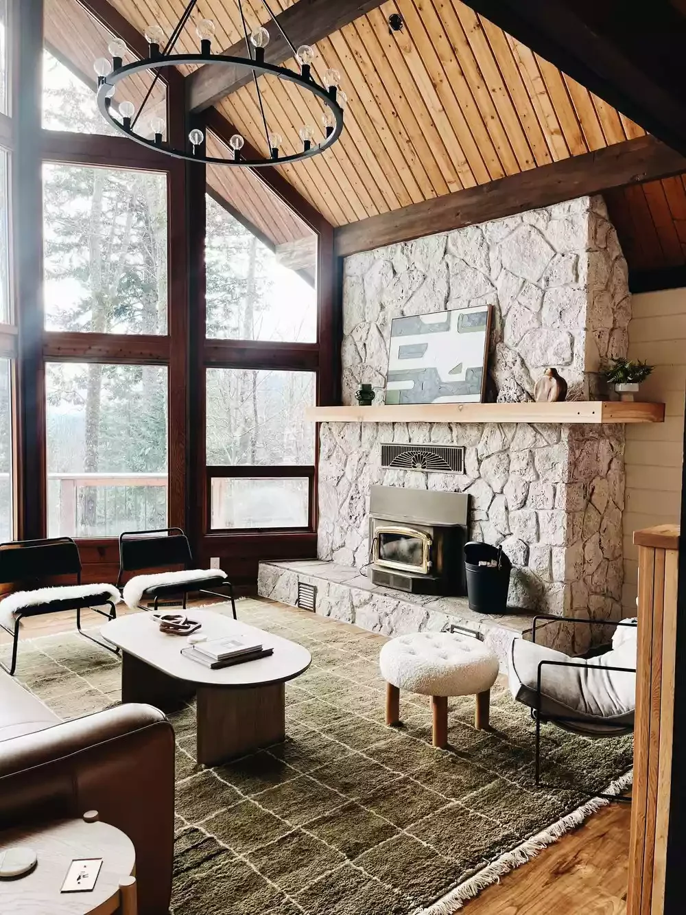 35 Spacious Living Room Ideas That Will Transform Your Large Space 33 Add a Large Stone Fireplace