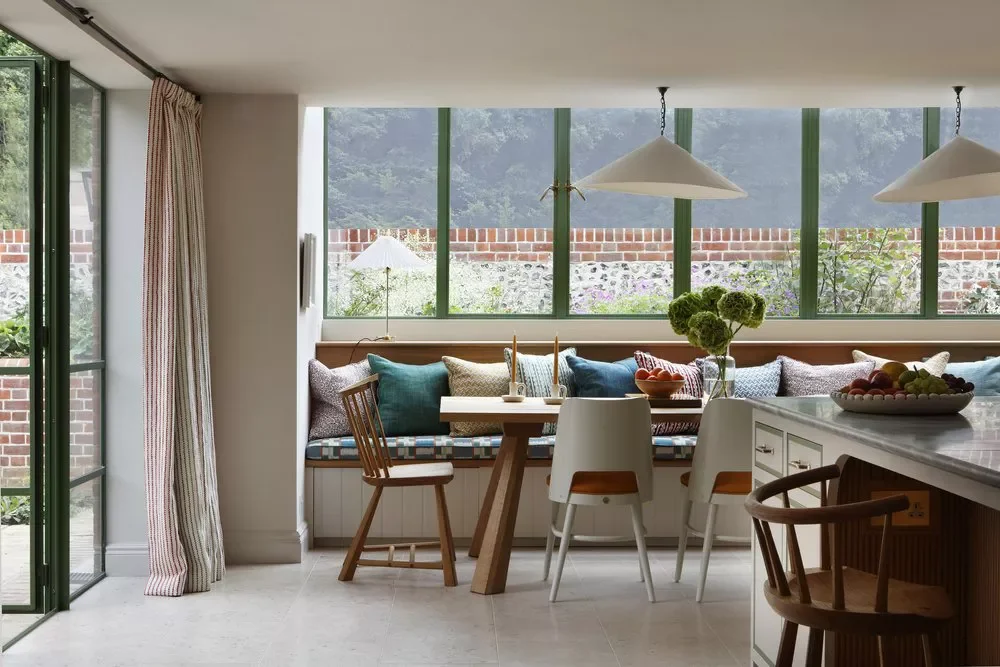 37 Creative Banquette Seating Ideas to Transform Your Home into a Cozy Cafe 31 Add a Patterned Seat Cushion