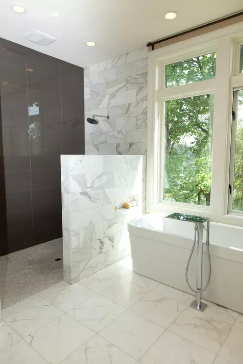 20 Stunning Open Walk-In Shower Ideas to Transform Your Bathroom 5 Add a Privacy Half-Wall