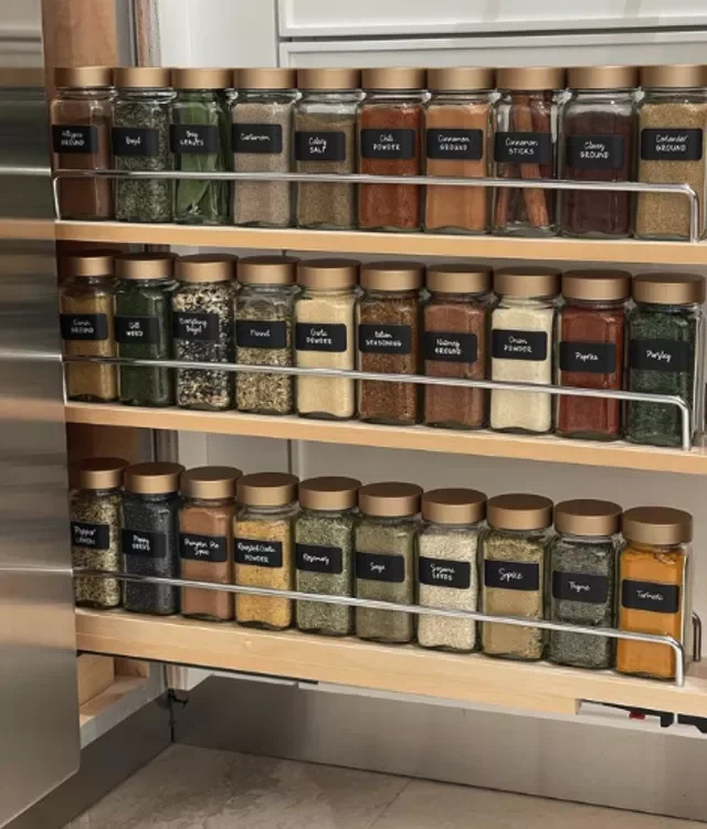 50 Brilliant Small Kitchen Storage Solutions That Will Transform Your Space Add a Pull-Out Spice Rack