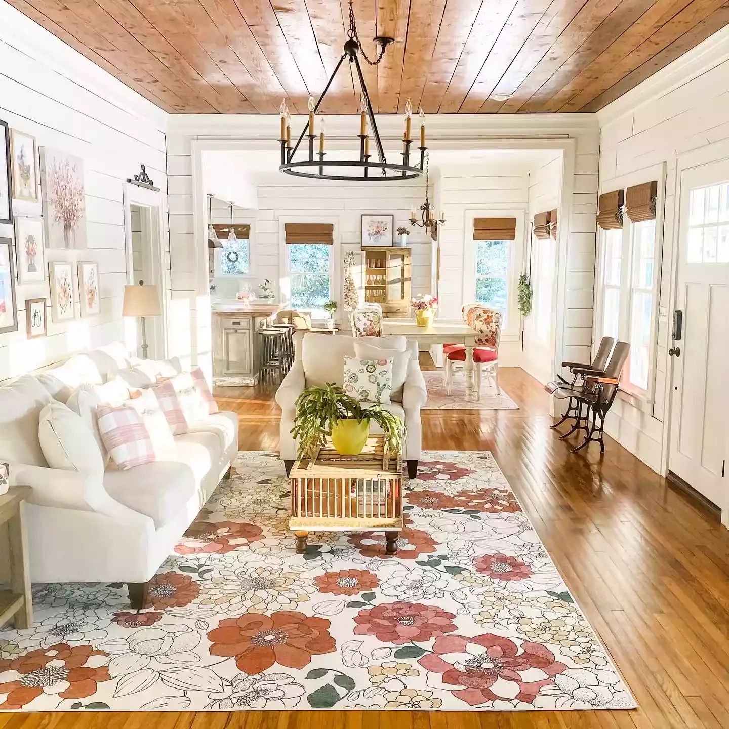 40 Cozy Country Living Room Ideas That Create Instant Warmth 19 Add a Rustic Chandelier