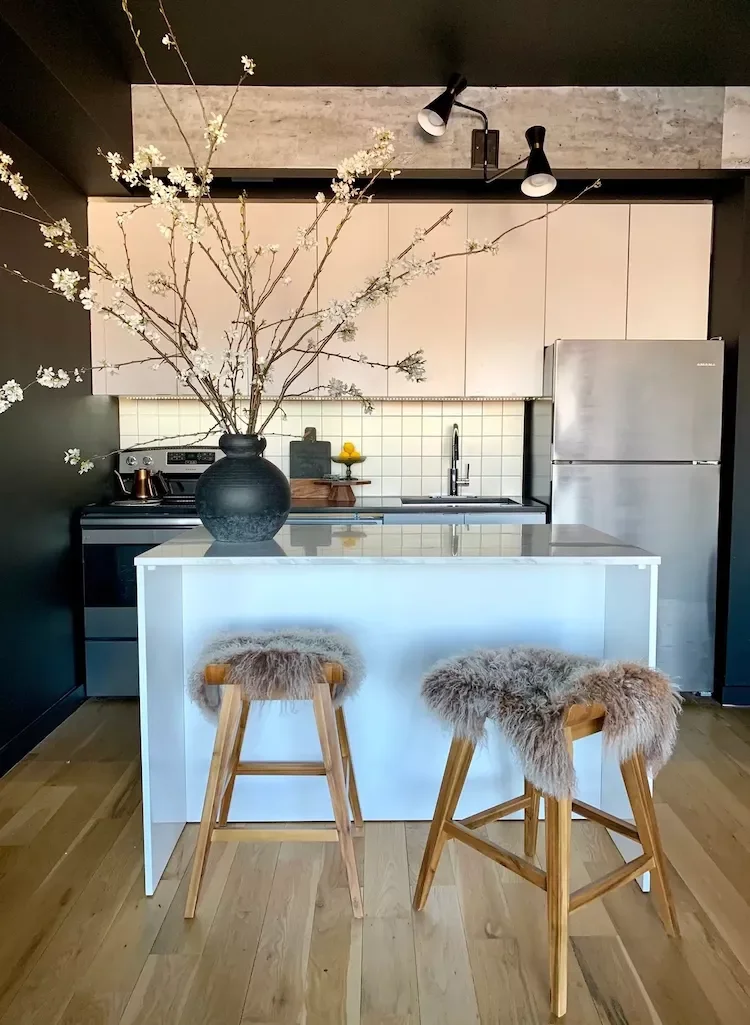 38 Compact Kitchen Island Solutions That Transform Your Small Space Add a Vase of Tall Branches