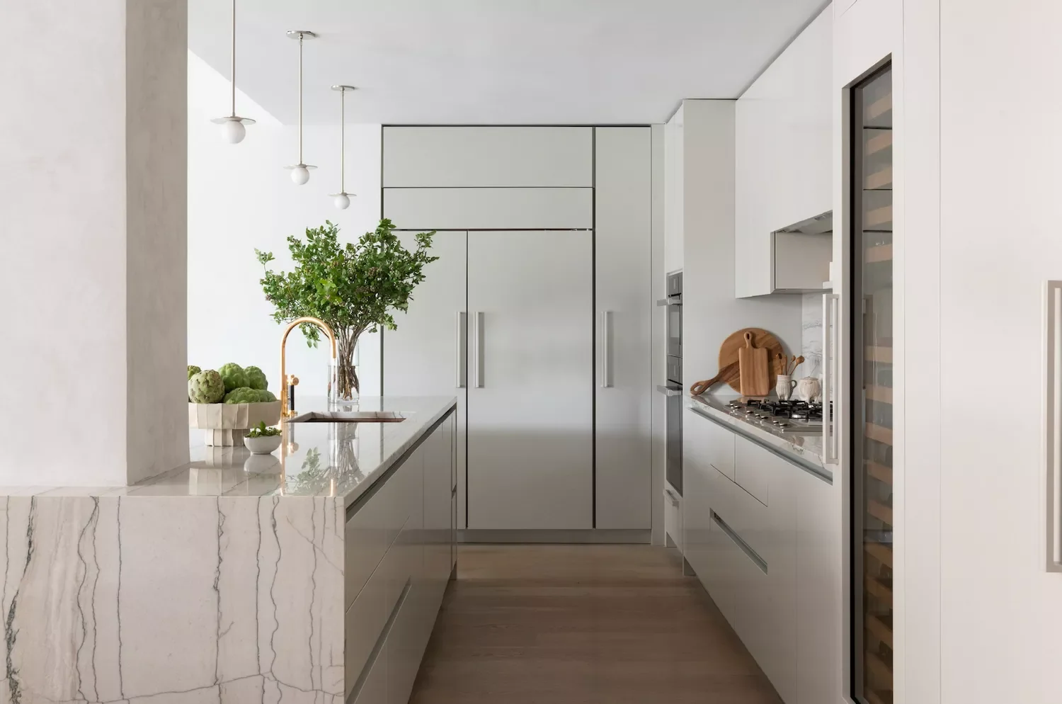 46 Galley Kitchen Design Ideas That Maximize Style and Function 31 Add a Waterfall Edge
