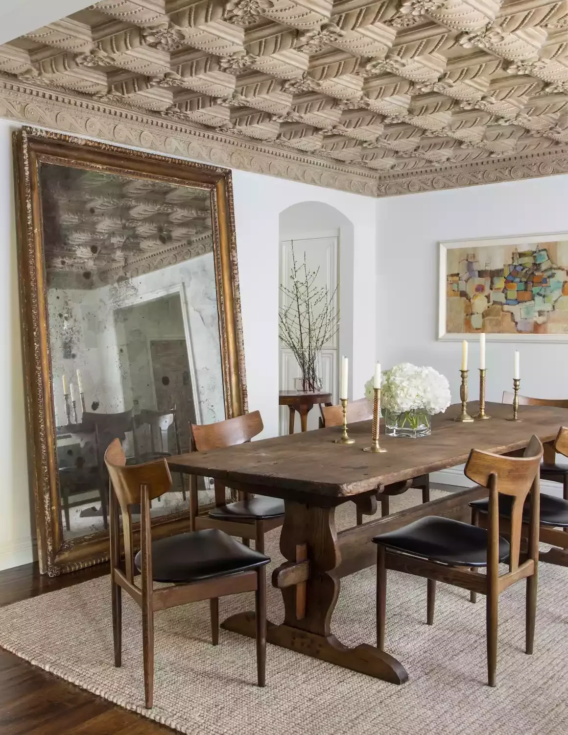 38 Creative Dining Room Wall Decor Ideas That Will Transform Your Space 15 Add an Antique Floor Mirror